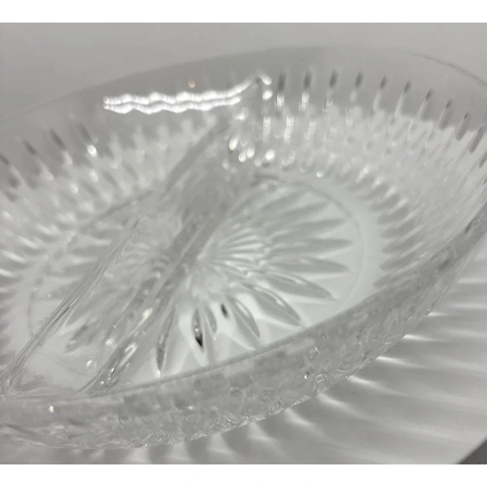 Princess House Highlights Crystal Divided Serving Dish Brilliant Cut‎ Crystal